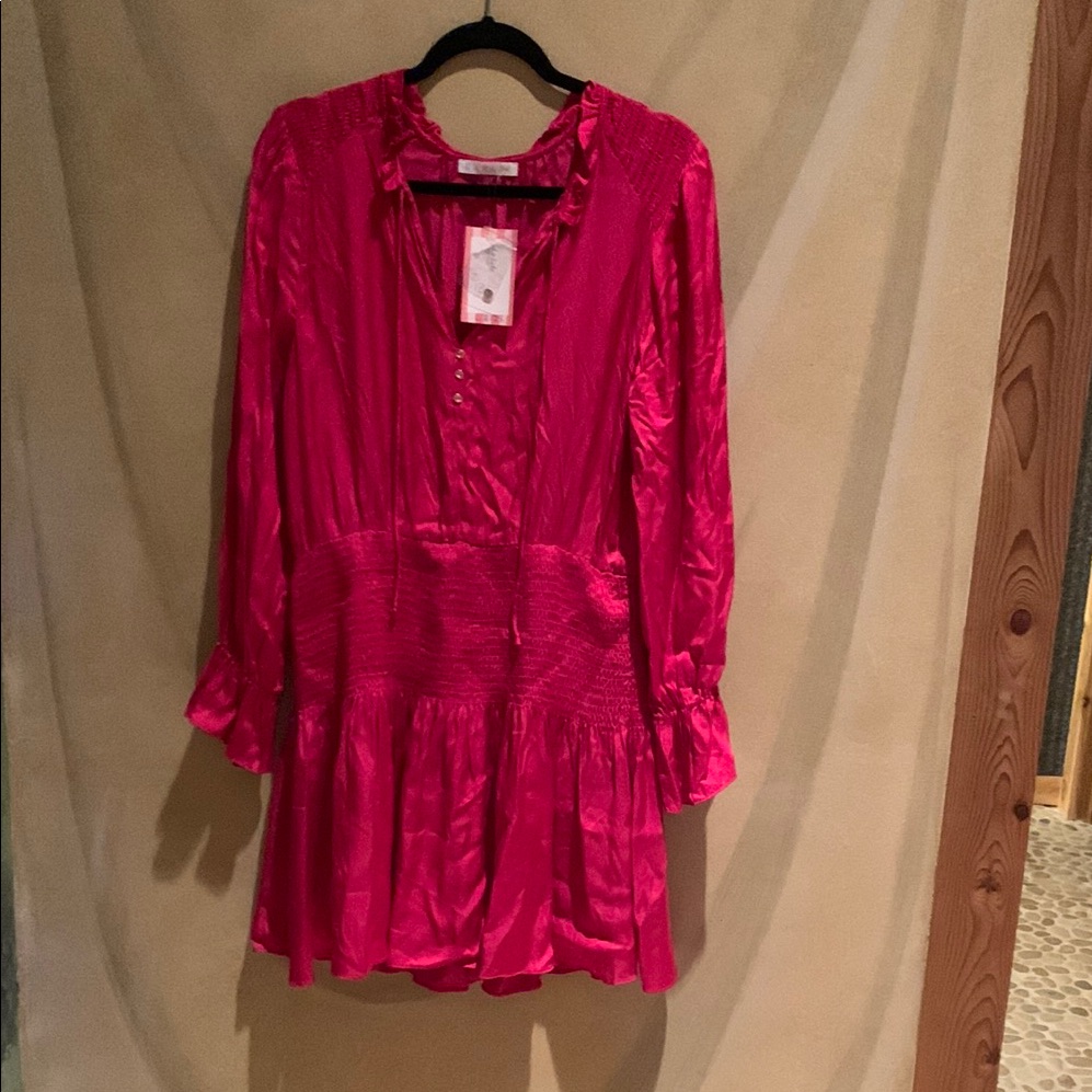 Karlie Pink Wrap Sundress With Bishop Sleeves